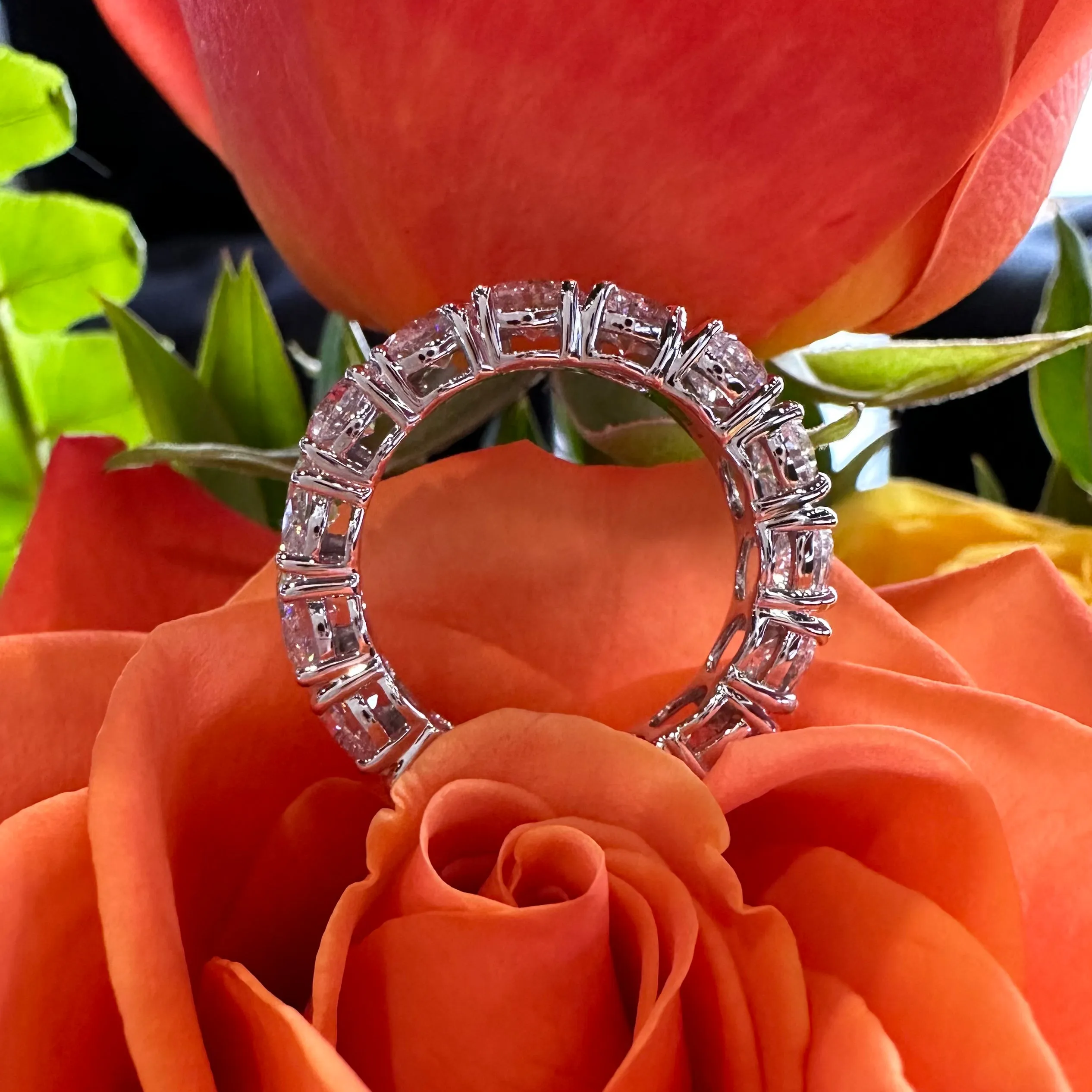 Oval Slanted Laboratory Grown Diamond Eternity Band 14K White Gold Ring