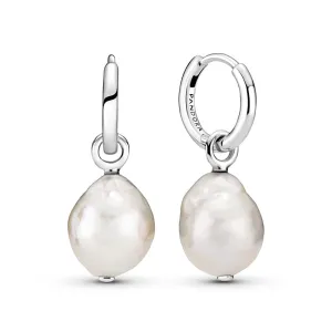 Pandora Summer Pearl Hoop Drop Earrings