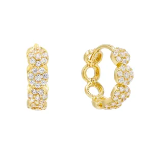 Pavé Stone Huggie Earring 14K