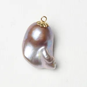 Peach and Lavender Baroque Pearl Pendant