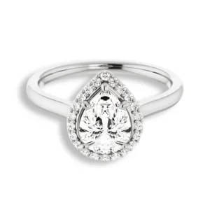 Pear Cut Diamond Halo Engagement Ring