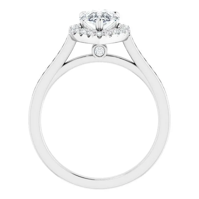 Pear Cut Diamond Halo Engagement Ring