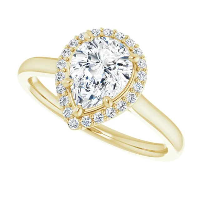 Pear Cut Diamond Halo Engagement Ring