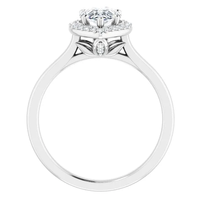 Pear Cut Diamond Halo Engagement Ring