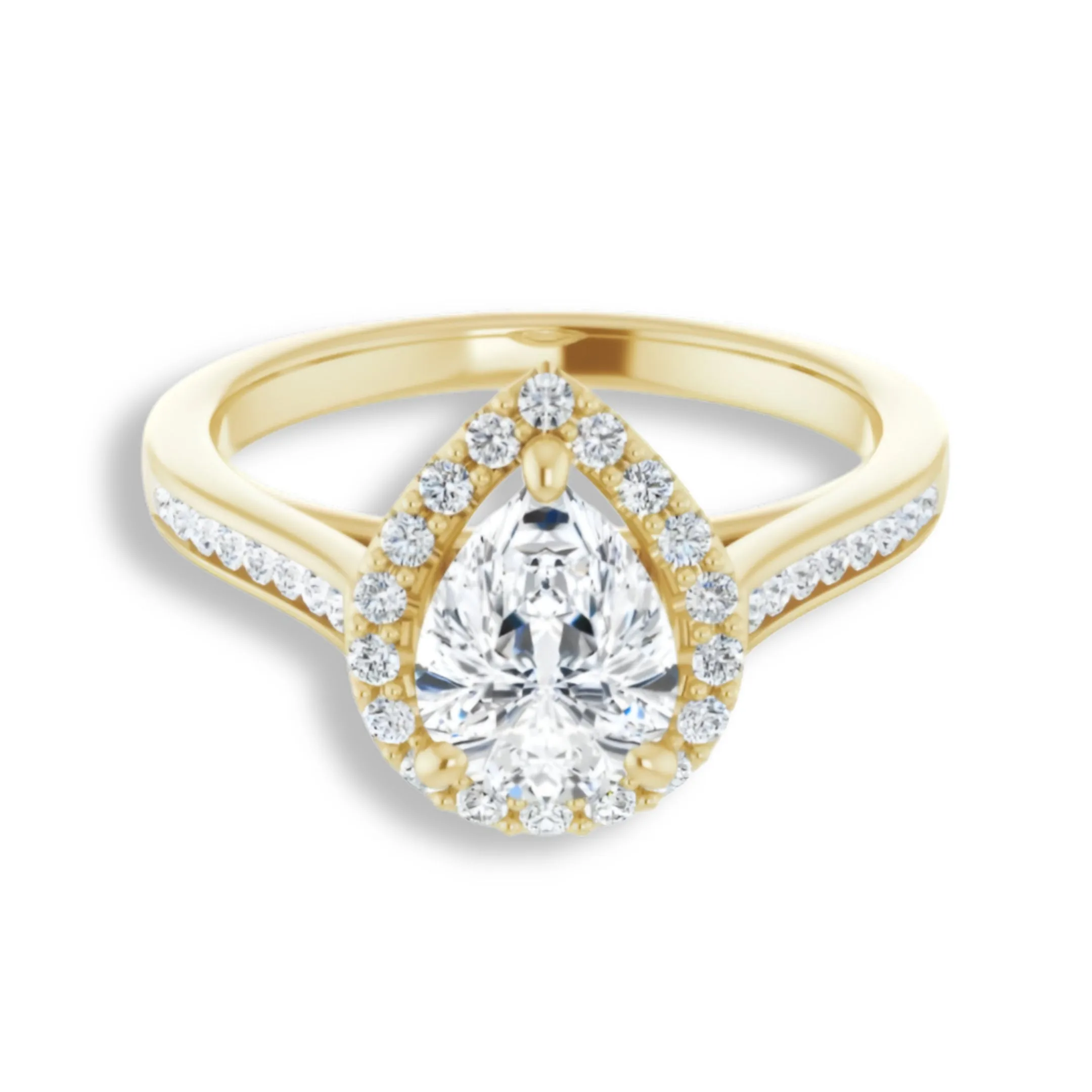 Pear Cut Diamond Halo Engagement Ring