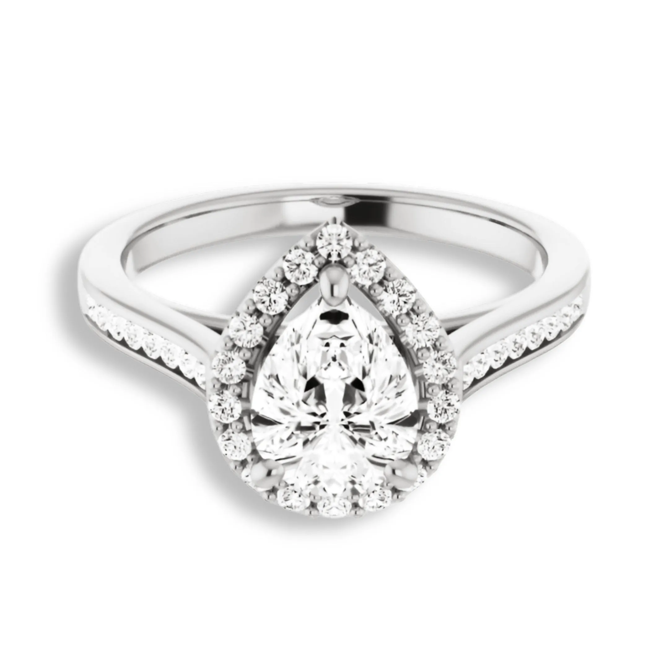 Pear Cut Diamond Halo Engagement Ring