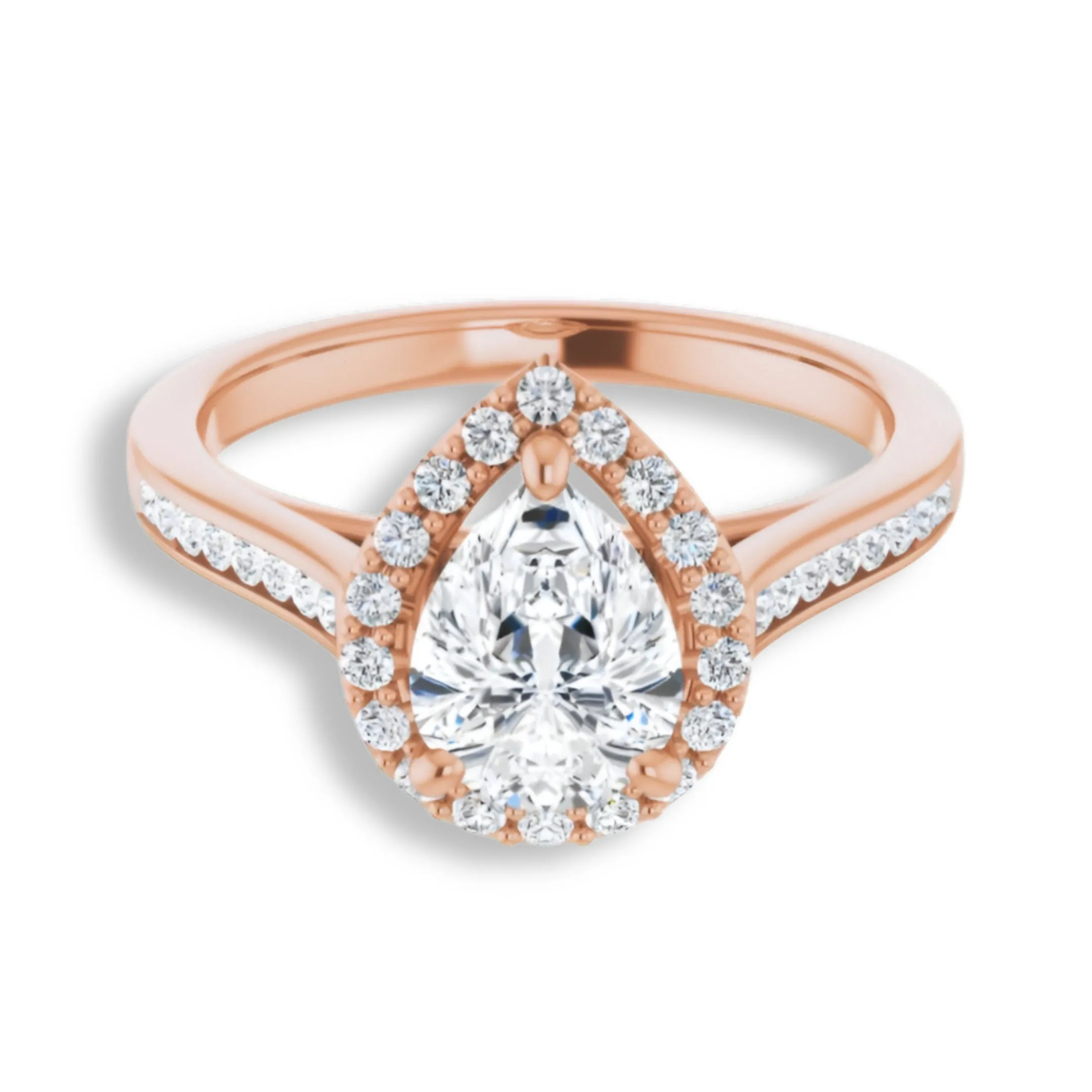 Pear Cut Diamond Halo Engagement Ring