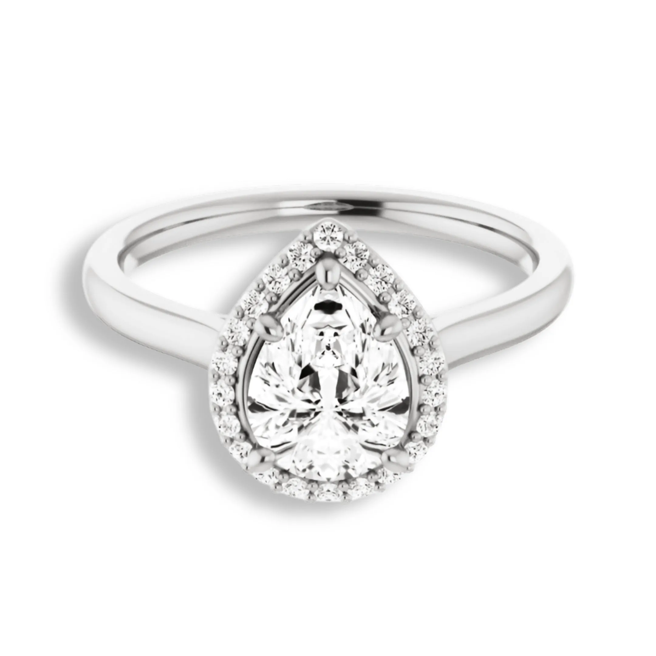Pear Cut Diamond Halo Engagement Ring