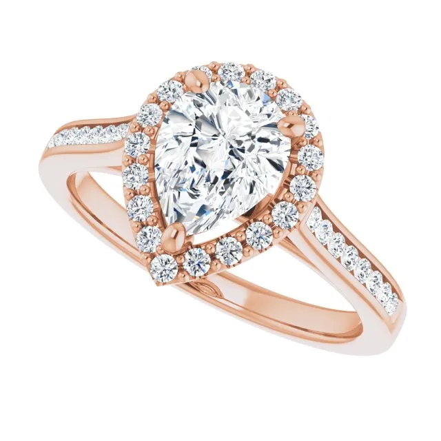 Pear Cut Diamond Halo Engagement Ring