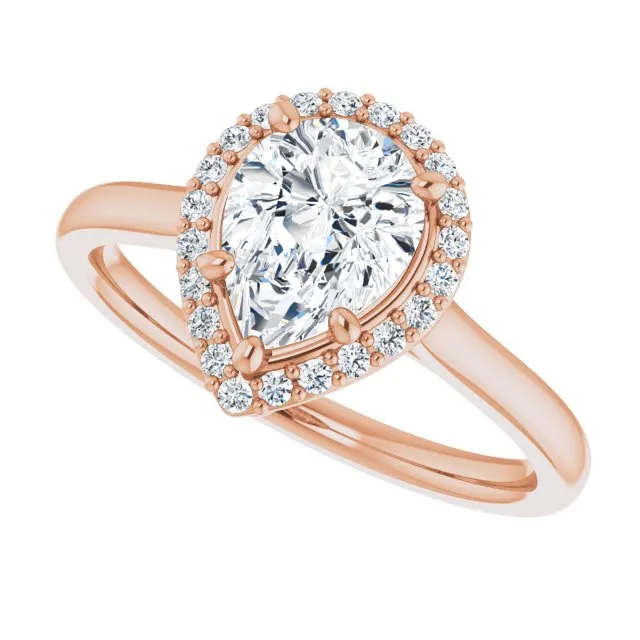Pear Cut Diamond Halo Engagement Ring