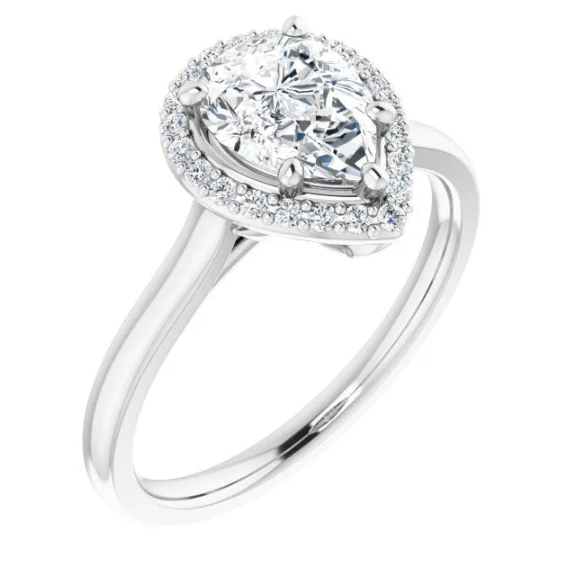 Pear Cut Diamond Halo Engagement Ring