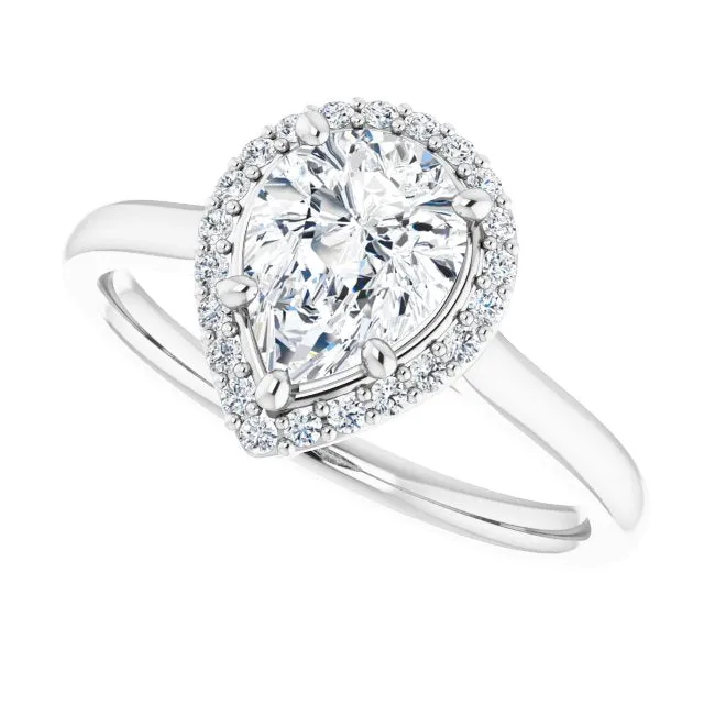 Pear Cut Diamond Halo Engagement Ring