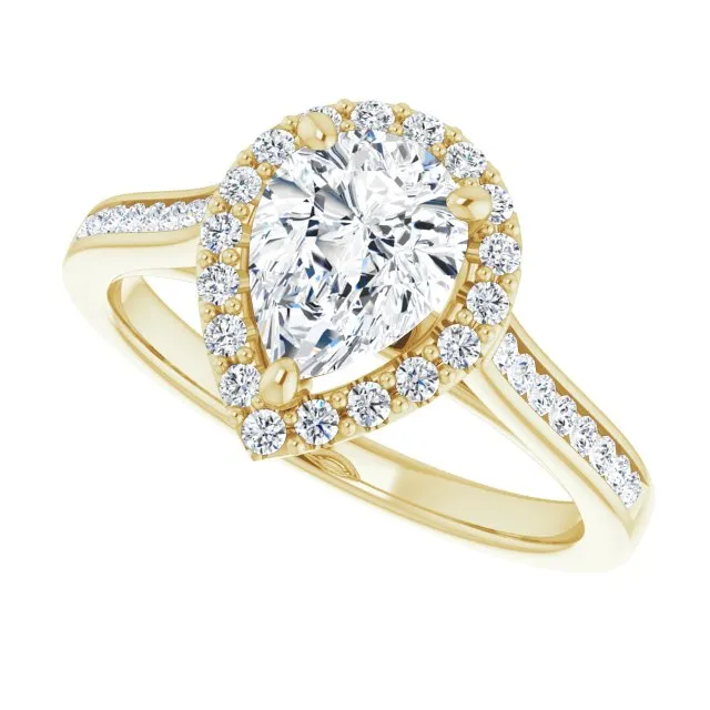 Pear Cut Diamond Halo Engagement Ring