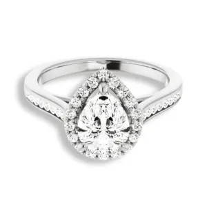 Pear Cut Diamond Halo Engagement Ring