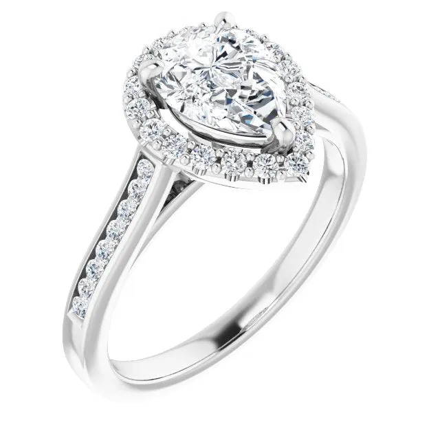 Pear Cut Diamond Halo Engagement Ring