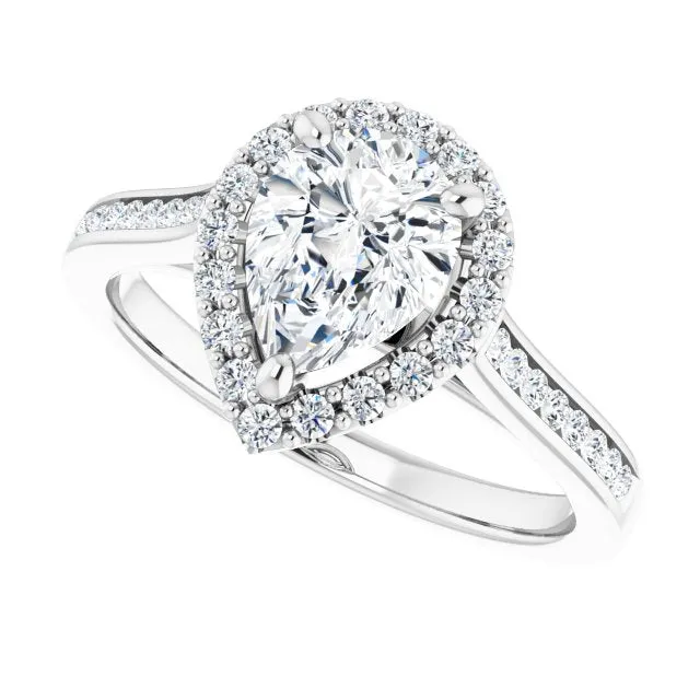 Pear Cut Diamond Halo Engagement Ring