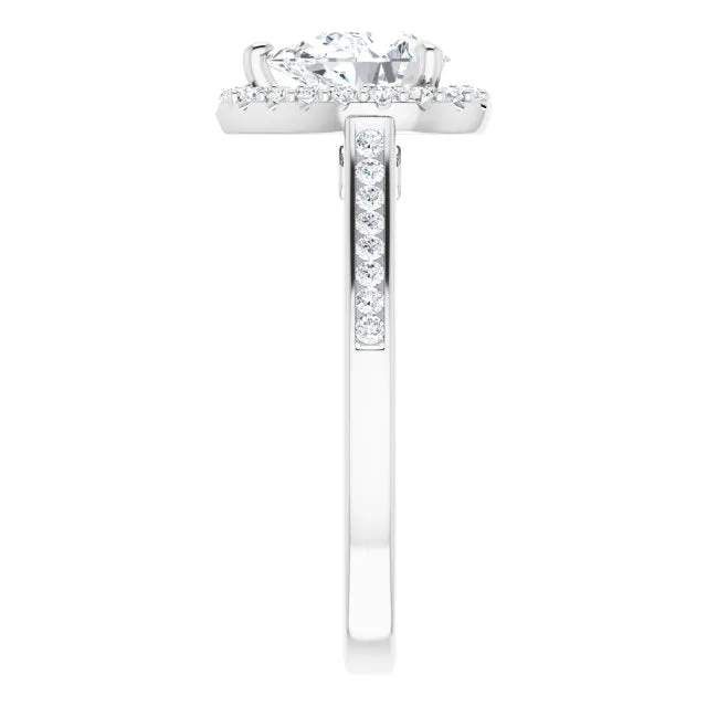 Pear Cut Diamond Halo Engagement Ring