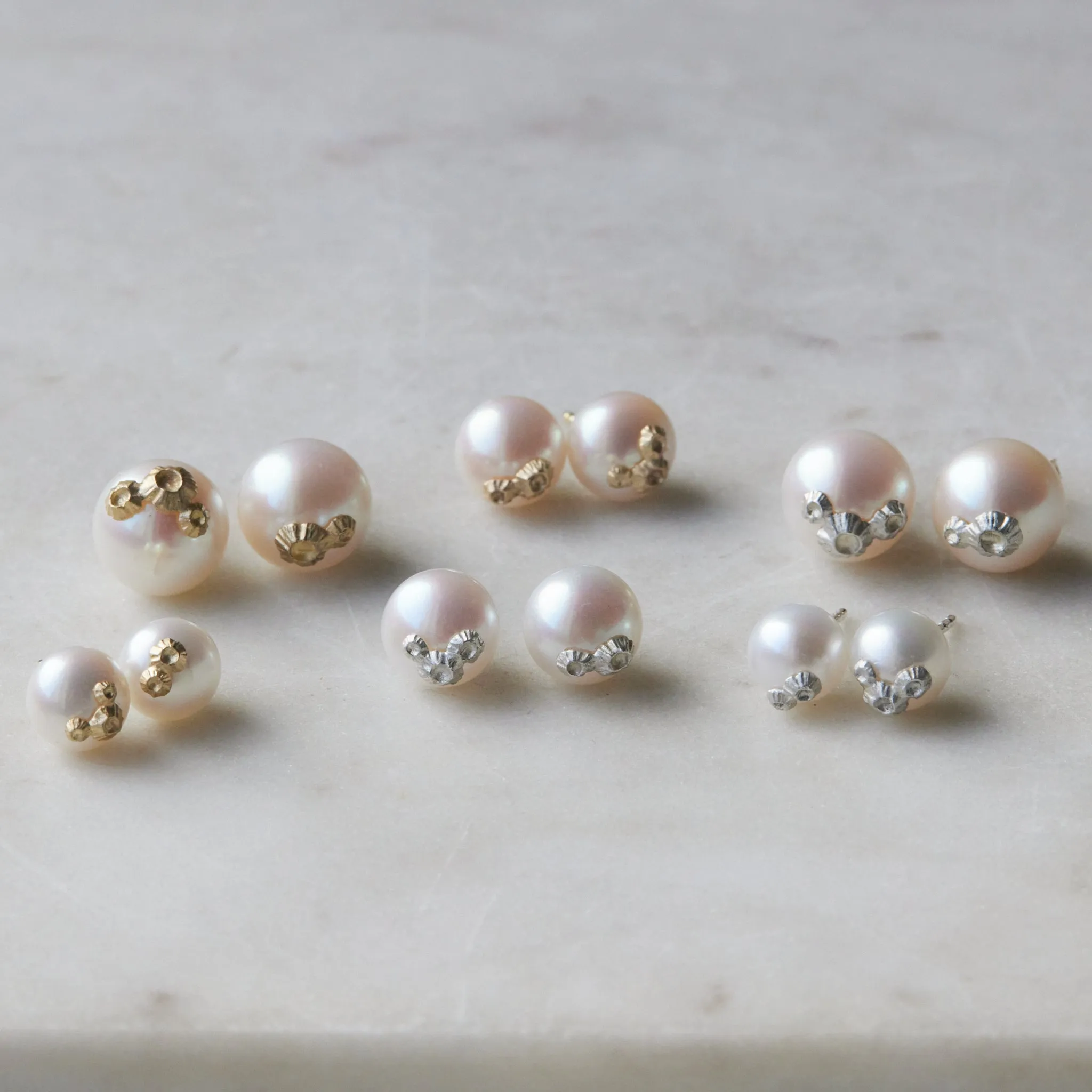 Pearl Ruthie B. Studs with Barnacles