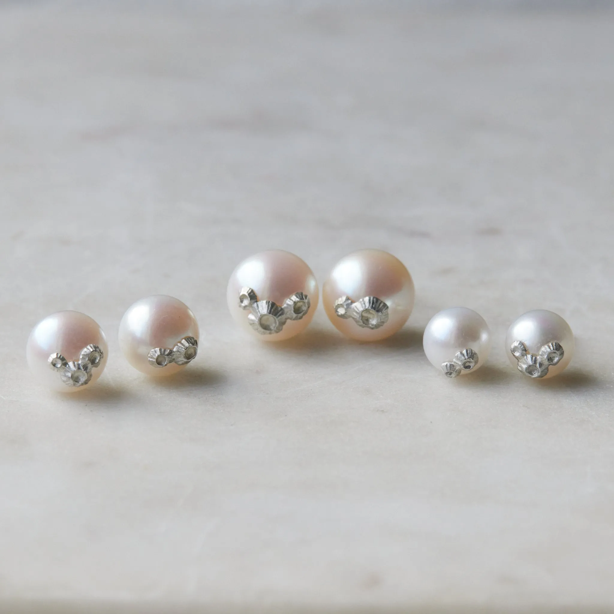 Pearl Ruthie B. Studs with Barnacles