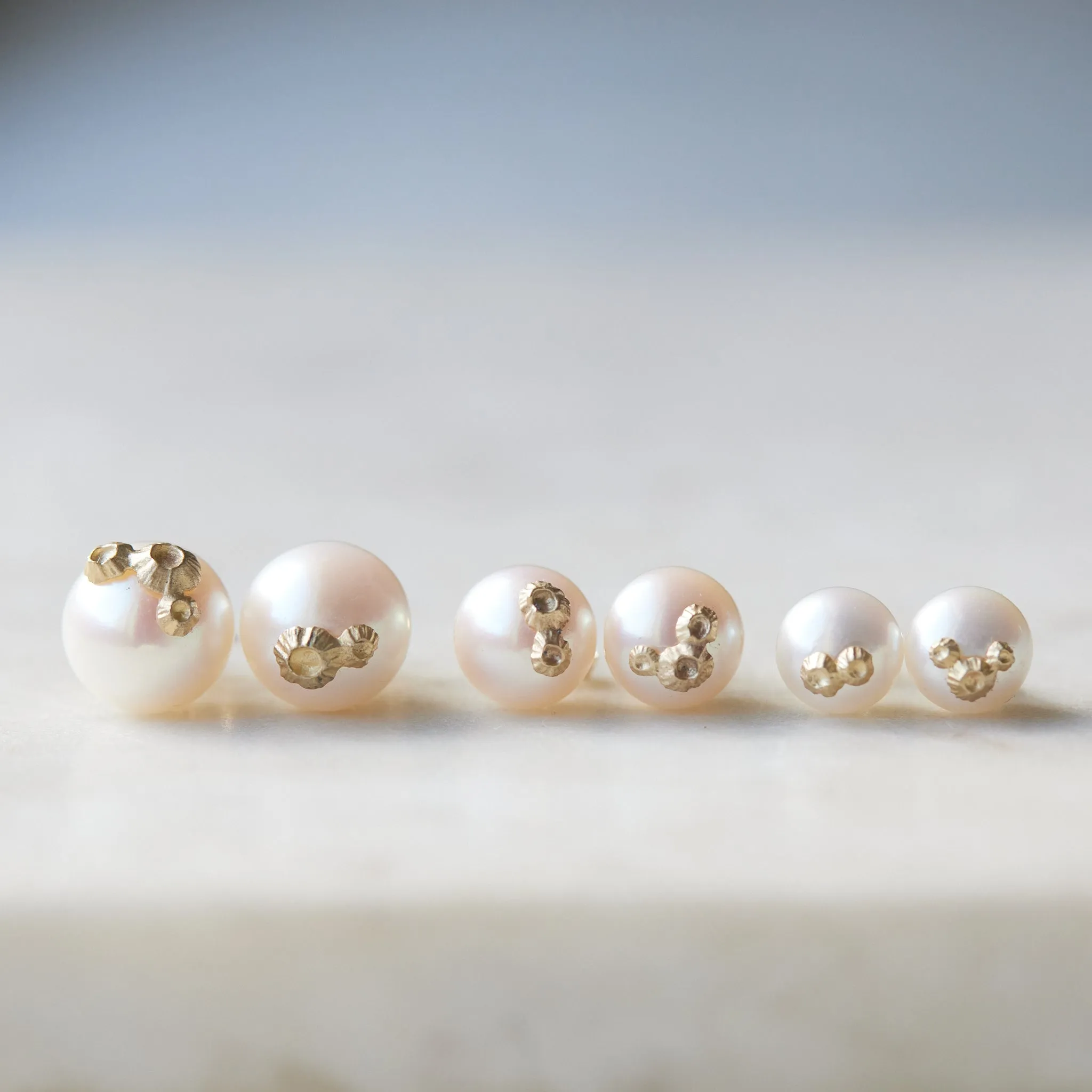 Pearl Ruthie B. Studs with Barnacles