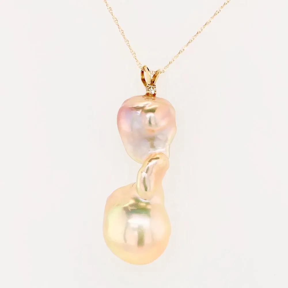 Pink Freshwater Double Pearl Pendant