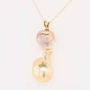Pink Freshwater Double Pearl Pendant
