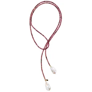 Pink Tourmaline Classic Gemstone Lariat w/ Diamond Accent