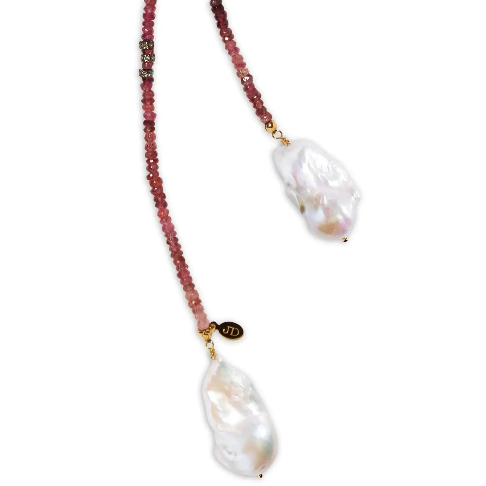 Pink Tourmaline Classic Gemstone Lariat w/ Diamond Accent