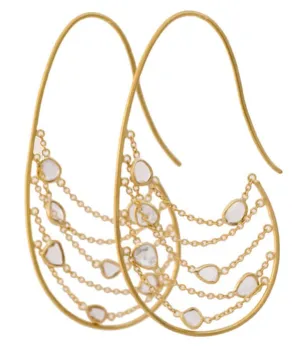 Polki Diamond Garland Large Hoop Earrings