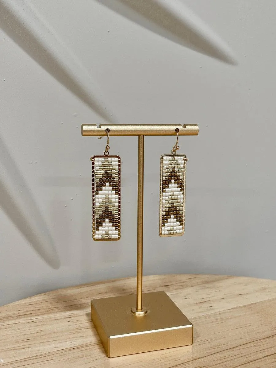 Polly Gold & White Beaded Earrings