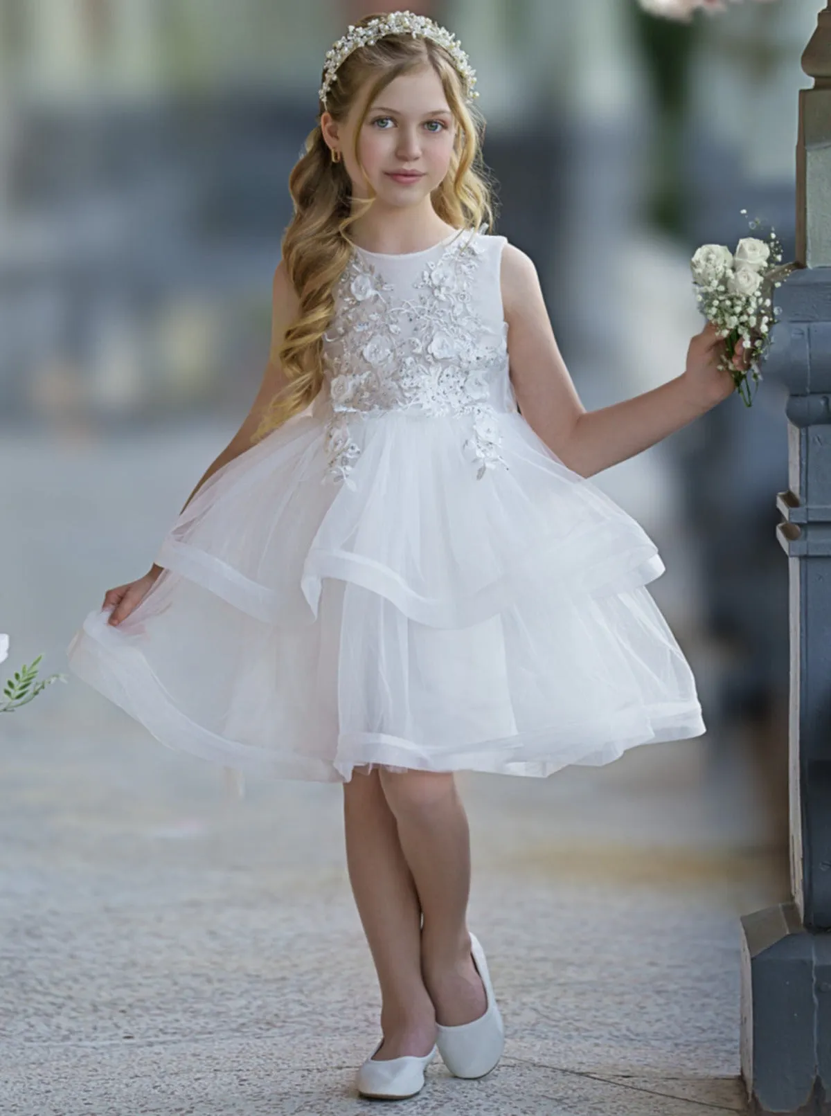 Prettiest In The Room Floral Bodice Communion Dress