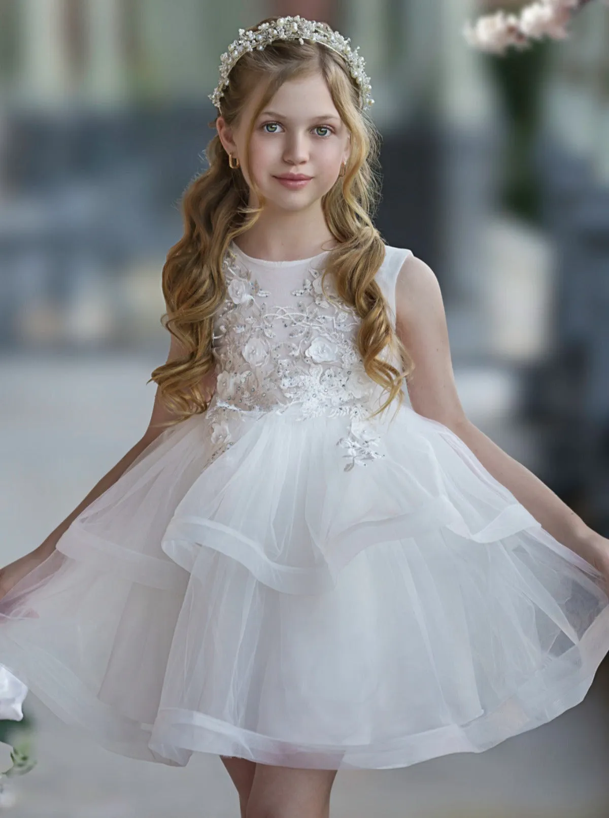 Prettiest In The Room Floral Bodice Communion Dress