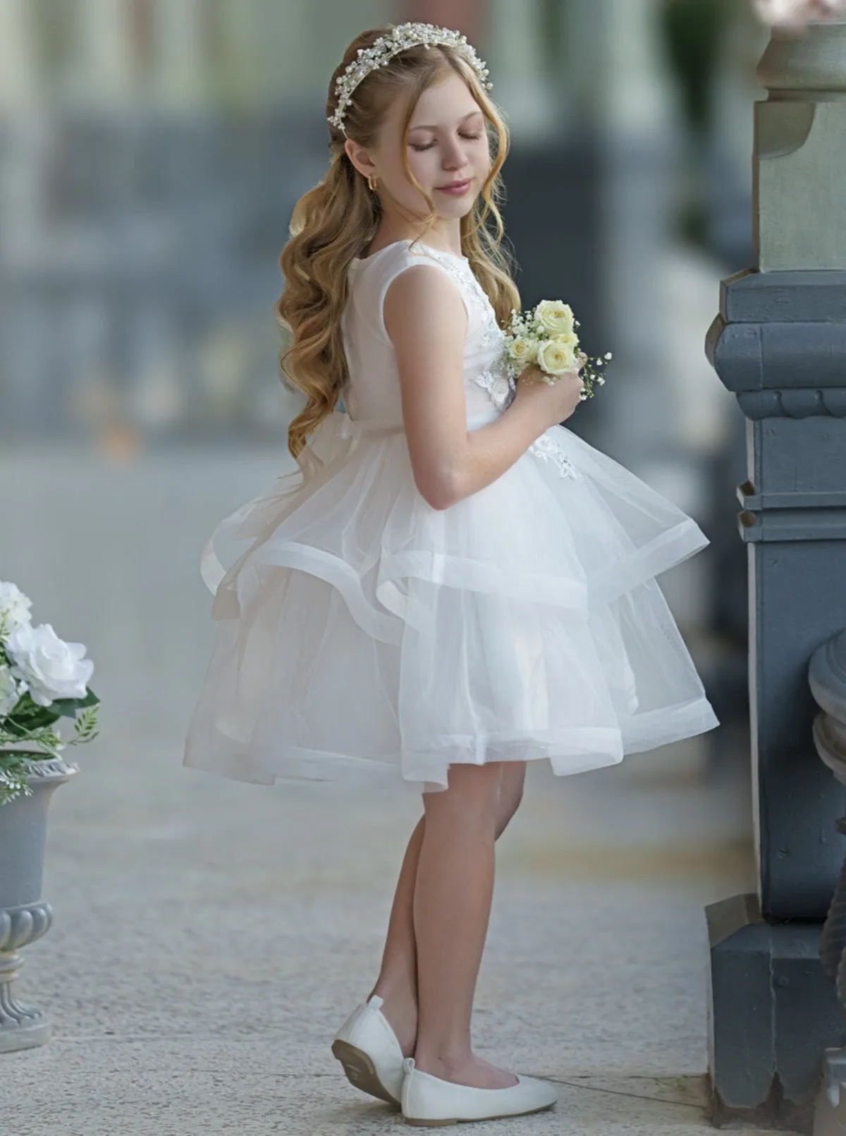 Prettiest In The Room Floral Bodice Communion Dress