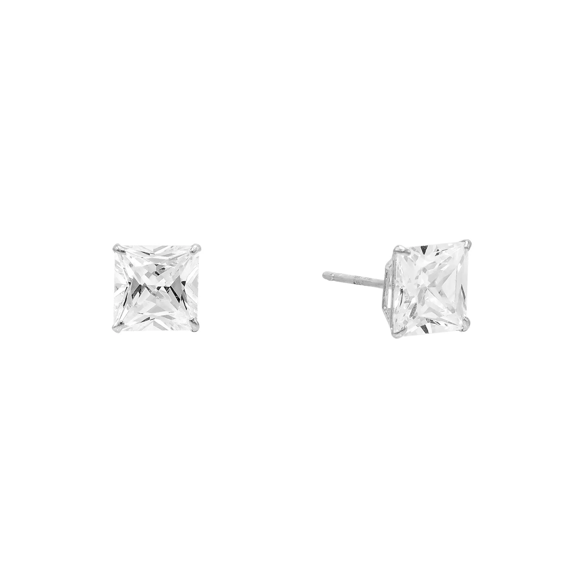 Princess Cut Stud Earring 14K