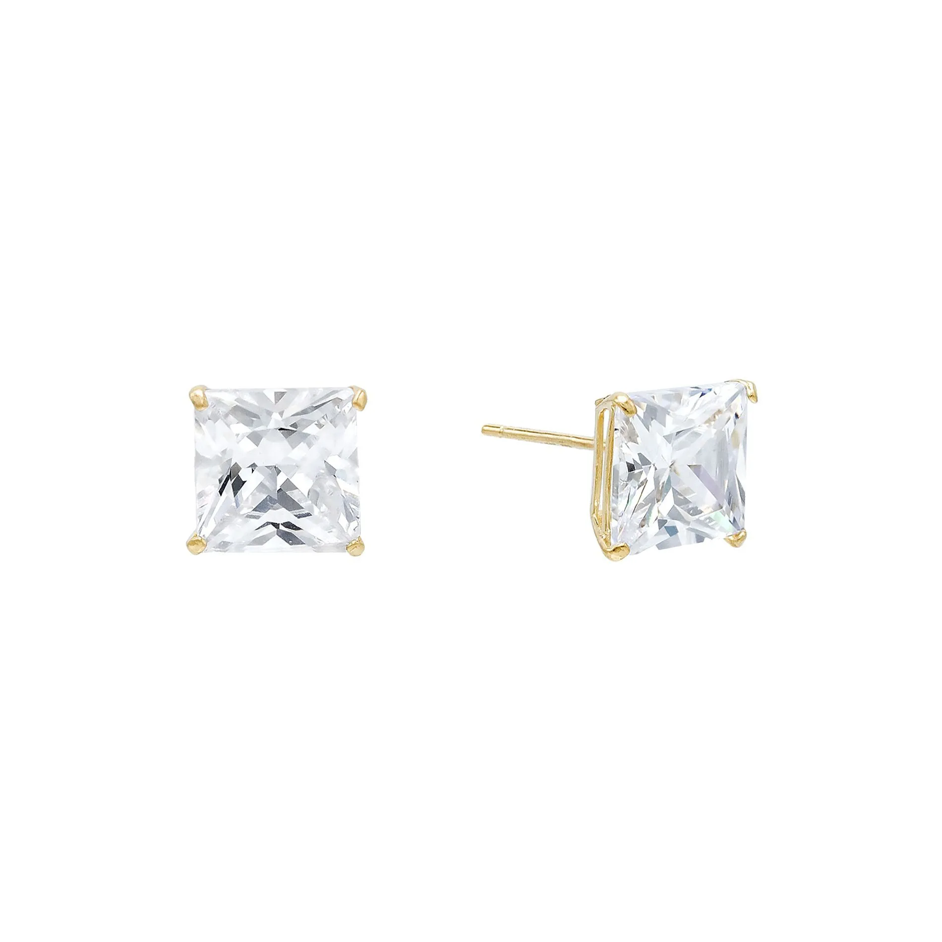 Princess Cut Stud Earring 14K