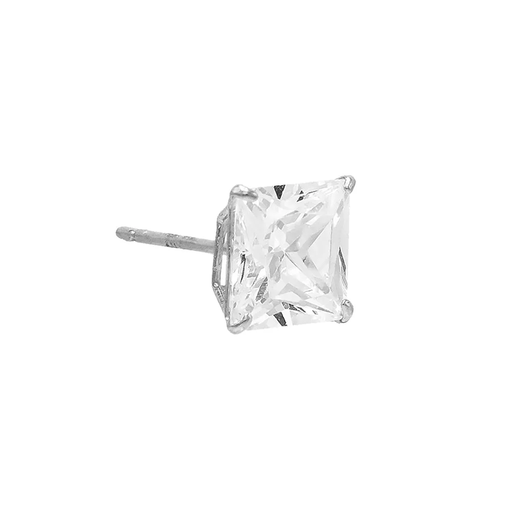 Princess Cut Stud Earring 14K