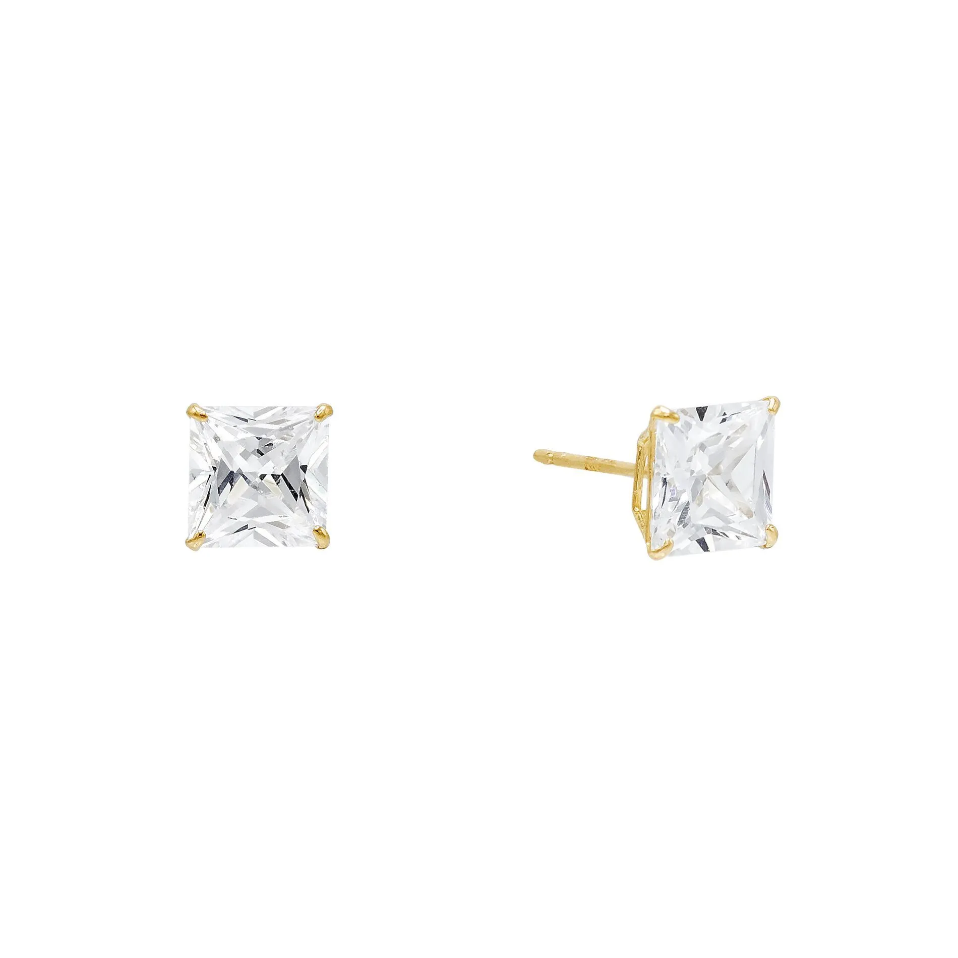 Princess Cut Stud Earring 14K