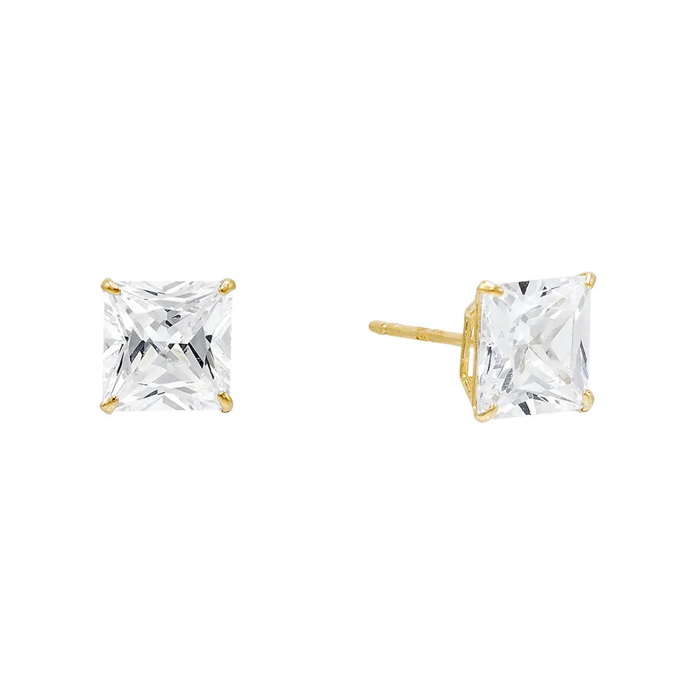Princess Cut Stud Earring 14K