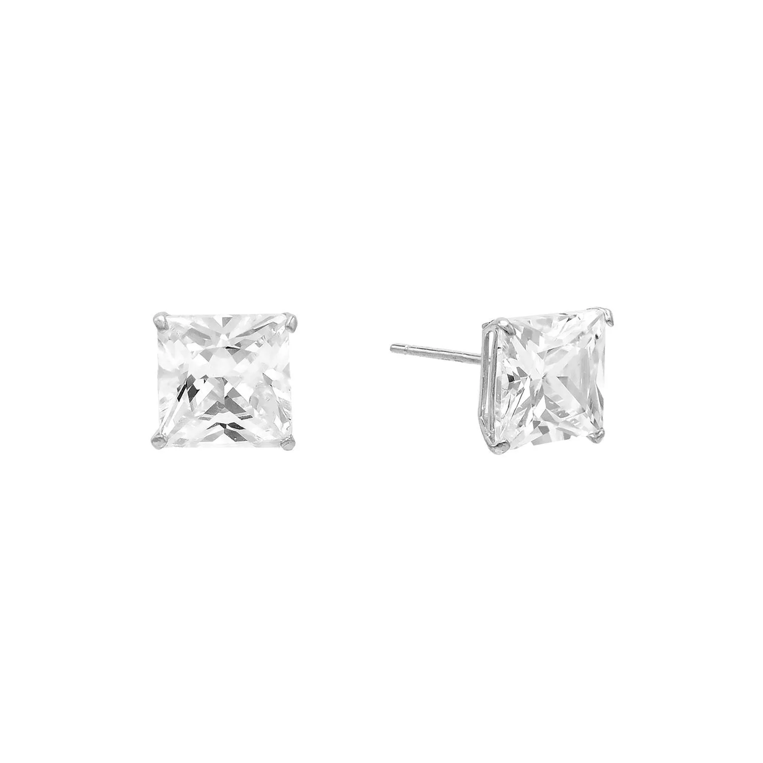 Princess Cut Stud Earring 14K