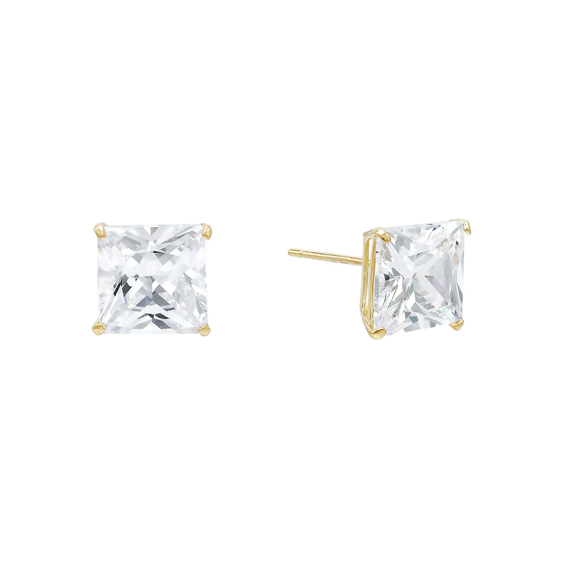 Princess Cut Stud Earring 14K