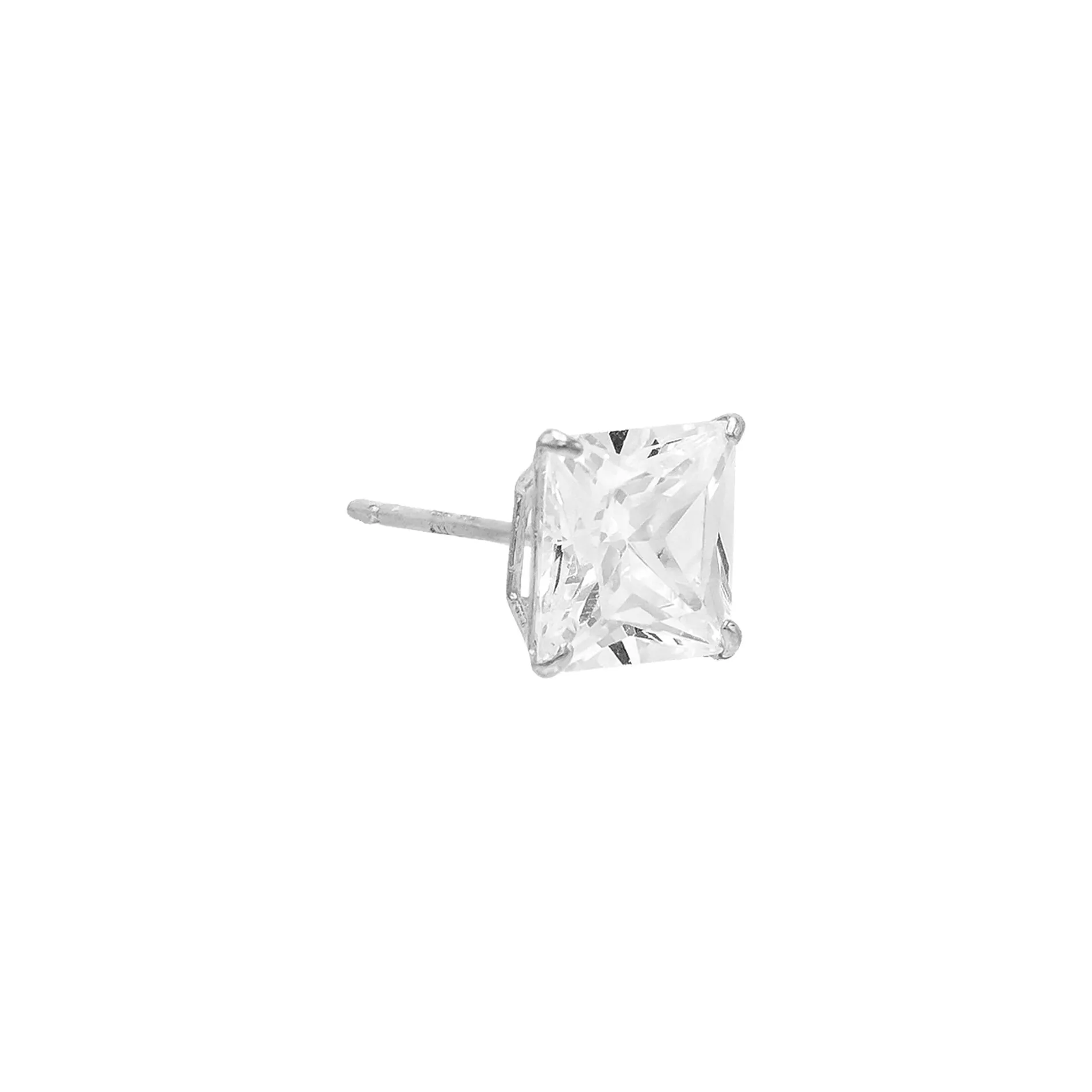 Princess Cut Stud Earring 14K