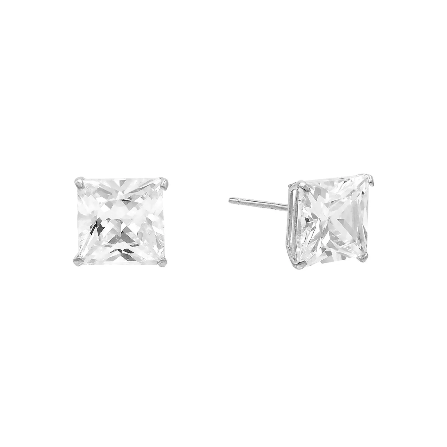 Princess Cut Stud Earring 14K