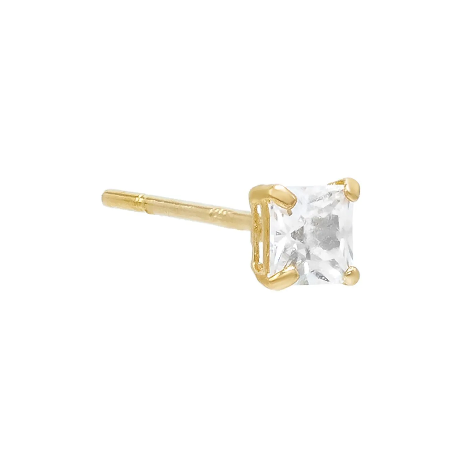 Princess Cut Stud Earring 14K