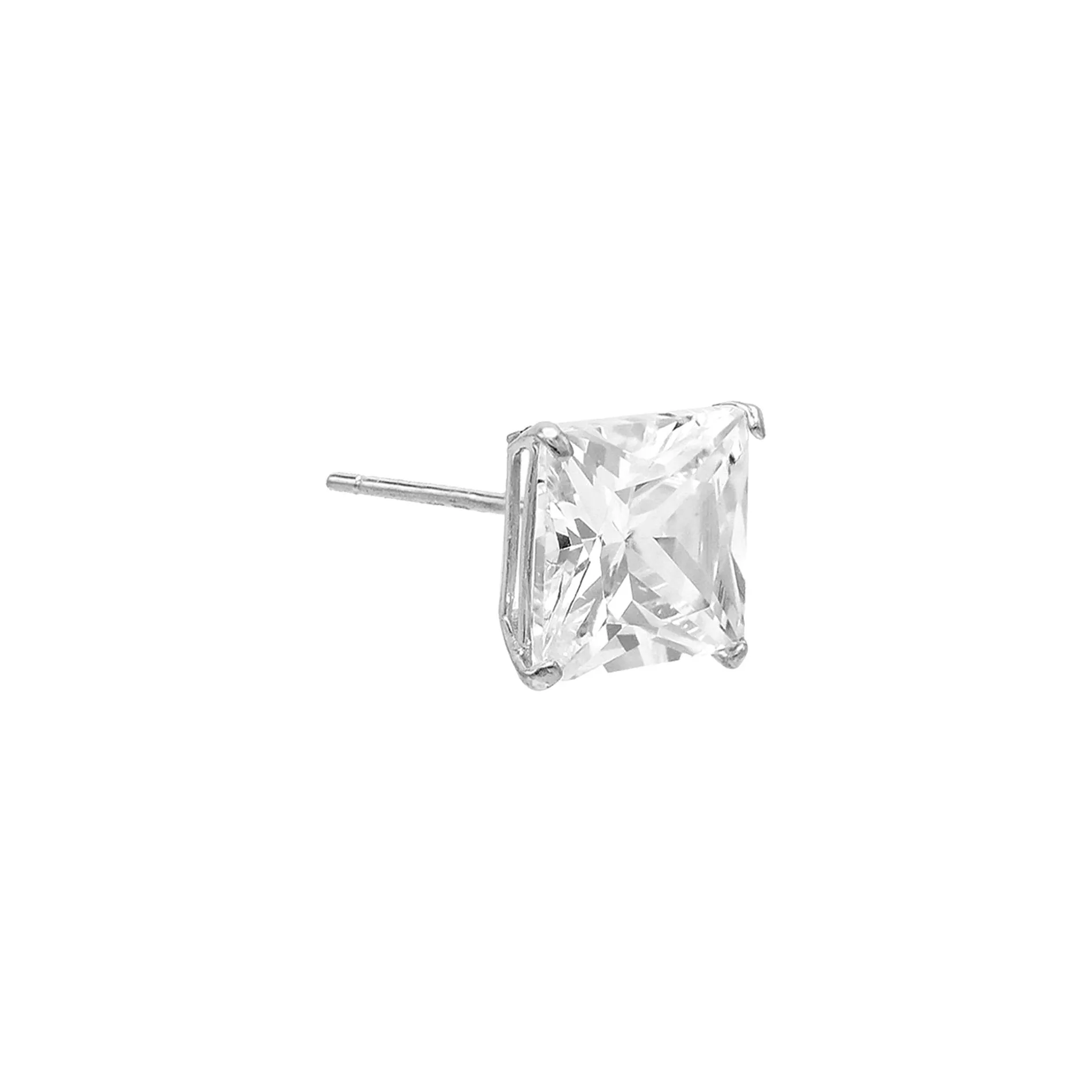 Princess Cut Stud Earring 14K