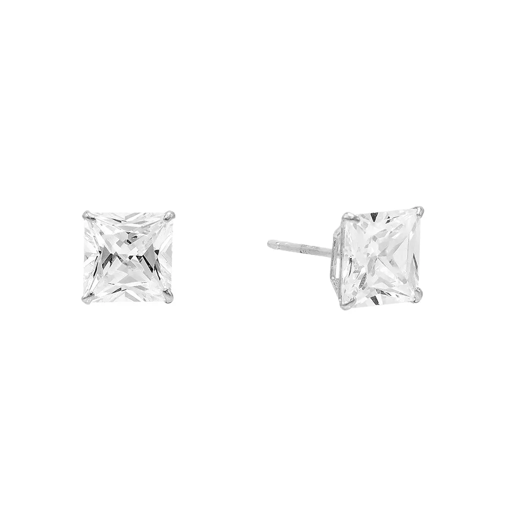 Princess Cut Stud Earring 14K