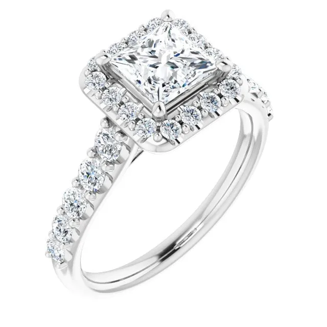 Princess Diamond Halo Engagement Ring
