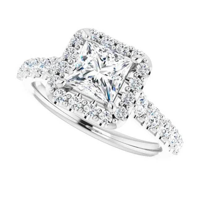 Princess Diamond Halo Engagement Ring