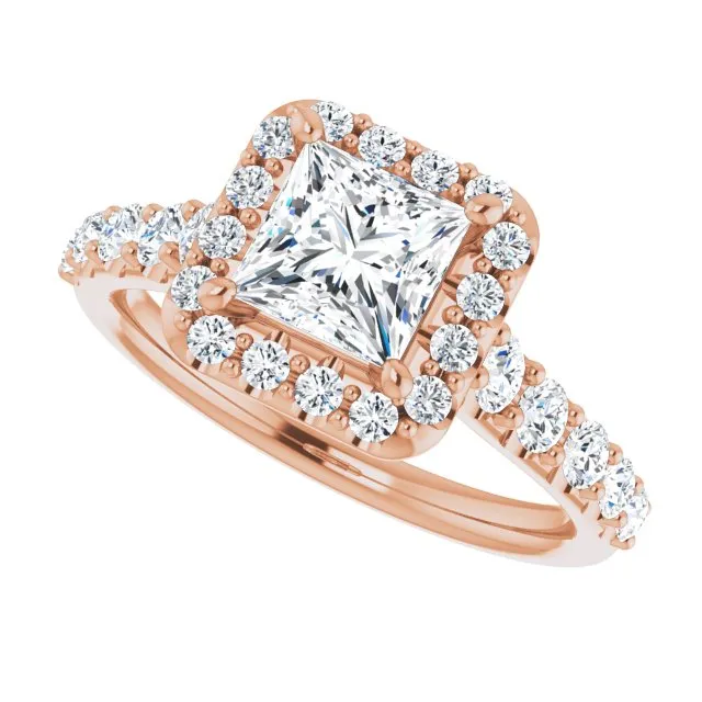Princess Diamond Halo Engagement Ring