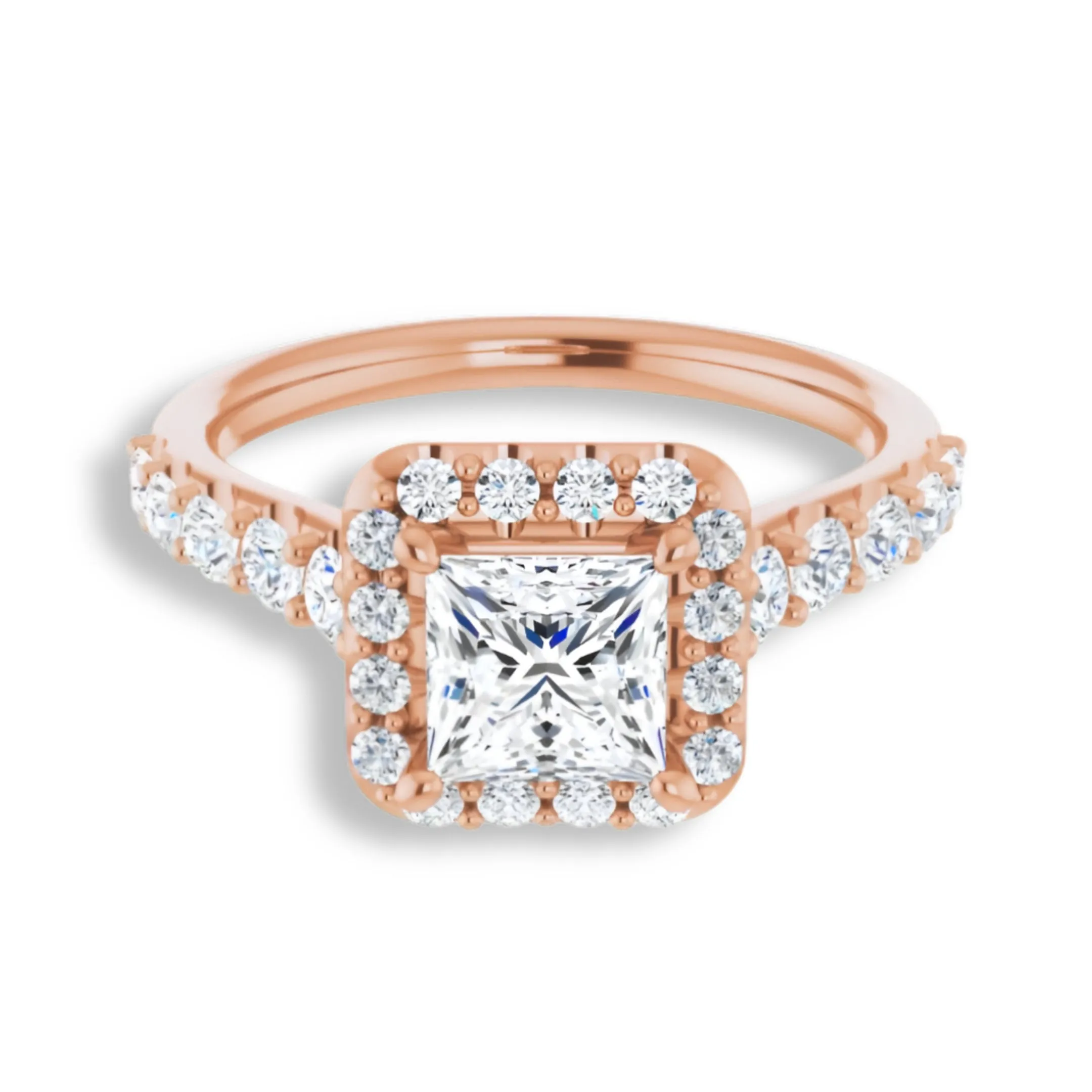 Princess Diamond Halo Engagement Ring