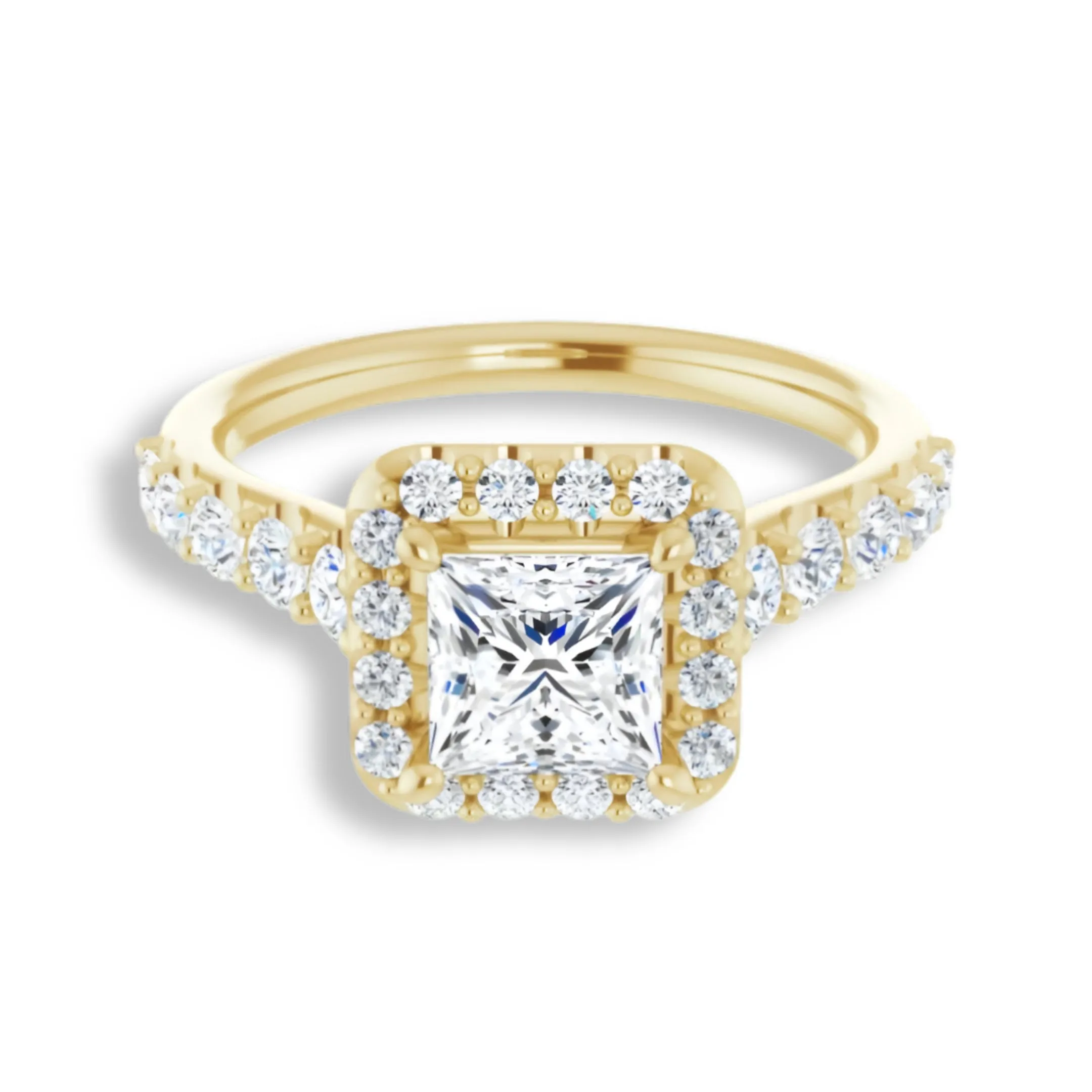 Princess Diamond Halo Engagement Ring